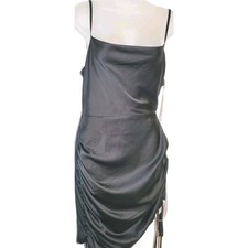 MISSGUIDED Womens Cowl Ruched Minidress In Black Satin Size 8 NWT Party Nightout