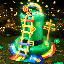 4.9 Ft St Patricks Inflatable Leprechaun Trap Outdoor Decoration with LED Lights