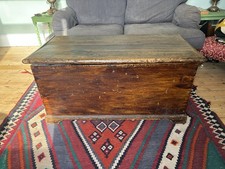 Antique Vintage Wooden Chest Trunk Blanket Storage Box, Coffee Table