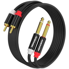RCA to 1/4 inch Cable 6.6 Feet,Dual 1/4 inch TS to Dual RCA Stereo Audio Interco