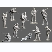 1/72 Scale Modern Infantry Resin Figures (10) Soldiers with Gear for Diorama