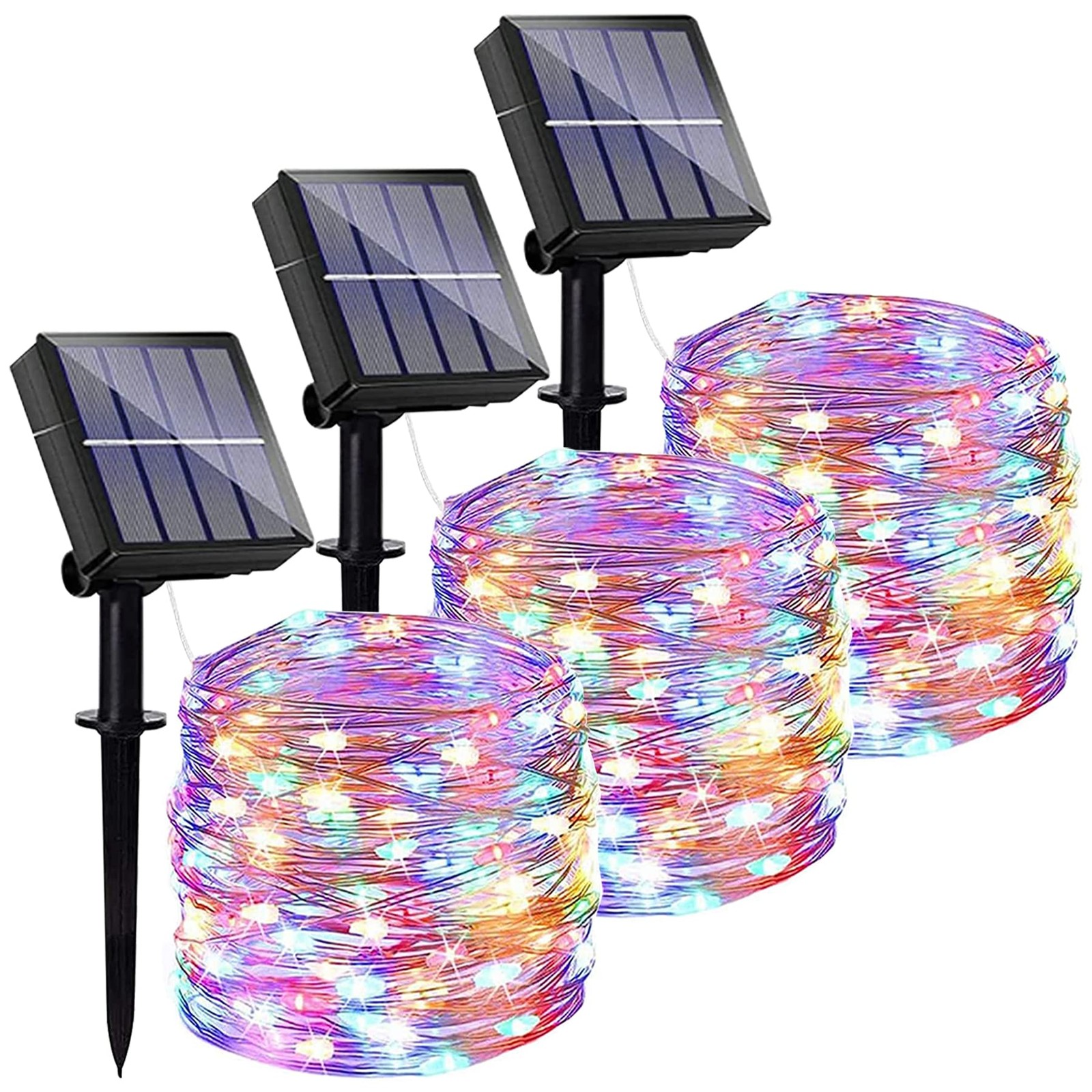 Solar Fairy Lights Outdoor, 3 Pack 46Ft 120LED 3 Pack, Multi-coloured