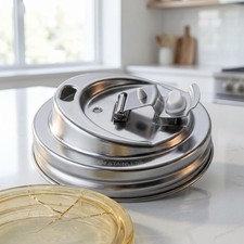 Tapa de tarro de albañil de acero inoxidable boca ancha - Tapa de café reutilizable con boquilla para sorbo