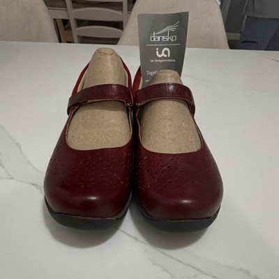 Dansko Burgundy Leather Mary Jane Slip Resistant Women's Shoes US 9.5 EU 40