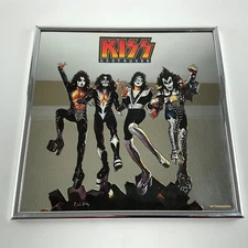 Vintage KISS Destroyer 1970s Carnival Mirror Framed Classic Rock n Roll 12.5"