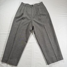 Giorgio Sant' Angelo Herringbone Pants 100 Merino Wool Tweed Gray Women's 14