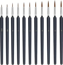 Paint Brushes Set 11 Pcs Pointed Tip Nylon Hair Wooden Art Paintbrushes for Acry