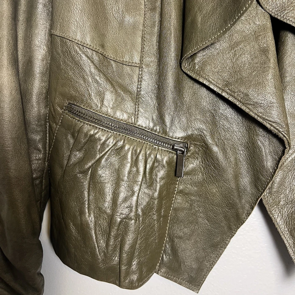 Classiques Entier Women's 100% Leather Jacket Green Sz XS Soft Lightweight - Image 4 of 4