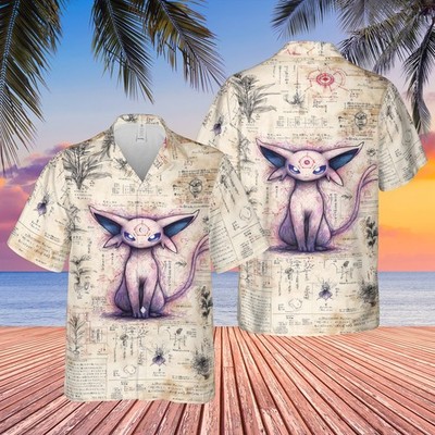 Legendary Lavender Cat Aloha Shirt - Ancient Botanical Scroll Graphic Print