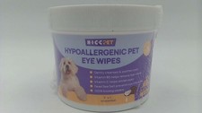 HICC PET Hypoallergenic Pet Eye Wipes, Dogs Cats, Unscented, 100 Pads 09/2027