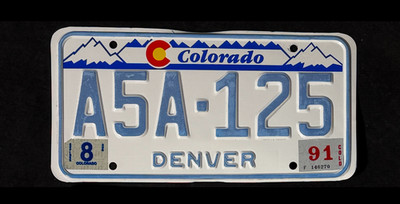 Denver County Colorado designer license plate A5A125