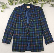VTG Pendleton Womens Green Multicolor Wool Single Button Blazer Size 10