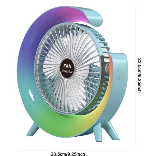 Fan LED Desk Portable USB 3 Speeds Rechargeable Cooler Cooling Silent Wireless - Picture 2 of 19