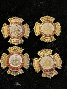 Four Obsolete NJ State Exempt Firemen’s Association Life Member Badges