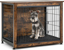 Dog Crate Furniture with Removable Tray/Felt Mat, Wood Dog Cage End Table for Sm
