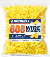 600 PCS Yellow Electrical Wire Connectors Nuts, AWG 18-12 Wire C Color: Yellow