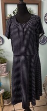 New Talbots Retro Pinup Inspired Navy Blue White Polkadot Fit Flare Dress XL-2X