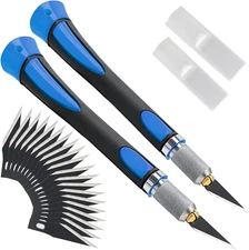 2 Pack Precision Craft Knife Set with 20 Pieces Replacement Blades, Ergonomic No