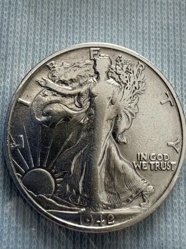 1942-S Liberty Walking Half Dollar US 50c 90% Silver Coin VG/F Condition