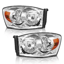Headlight OE Replacement Clear Lens I Chrome Housing I Amber Reflector