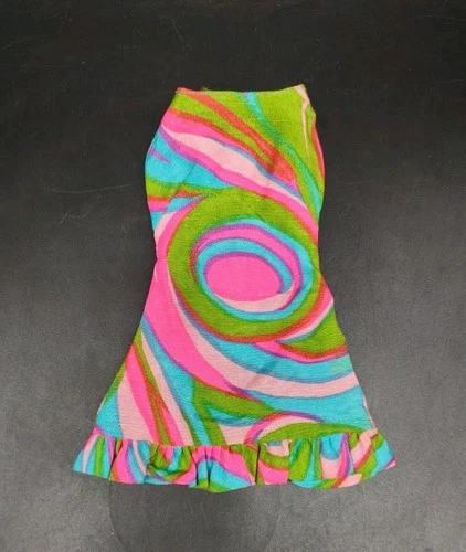 BARBIE Vintage SWIRLY CUE 1822 Mod Era Multicolor Psychedelic Dress