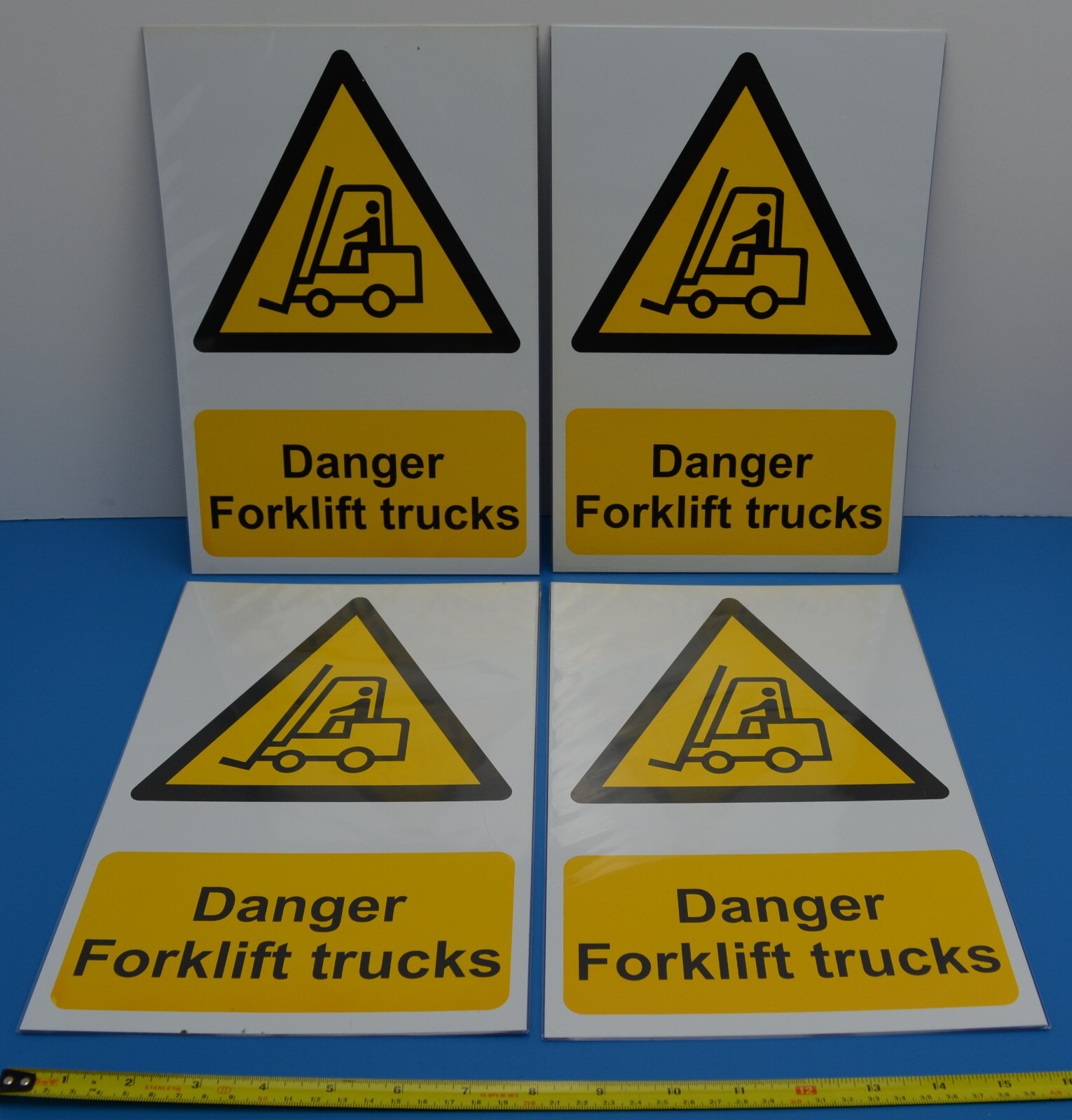 4x Danger Forklift Trucks 300 x 200mm PVC Self Adhesive Spectrum Industrial 0954