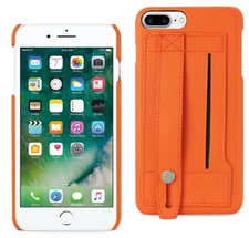 IPHONE 7 PLUS GENUINE LEATHER HAND STRAP CASE IN GORGEOUS TANGERINE BY REIKO