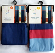 CRB Kids One Rod-Pocket Window Panel, Champions, Blue, 40 x 63/84 in.