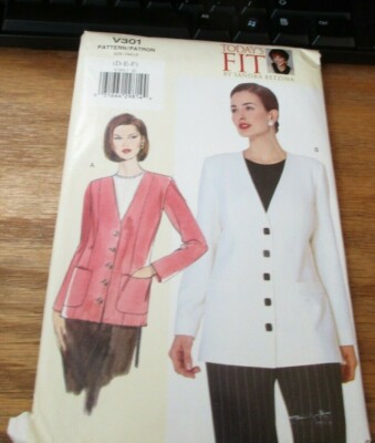 V301 Jacket Vogue Today's Fit Sandra Betzina Sewing Pattern Misses' Sz D E F UNC