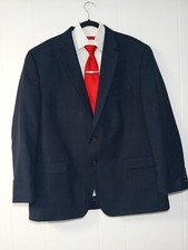 Chaps Men Blue Plaid Suit Jacket Size 48R