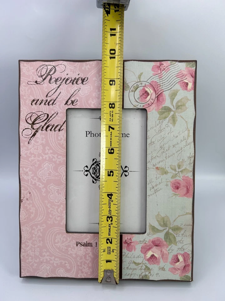 Marco de fotos Salmo 118:24 4" x 6" rosa floral regocíjate y alégrate Foto 3 de 4