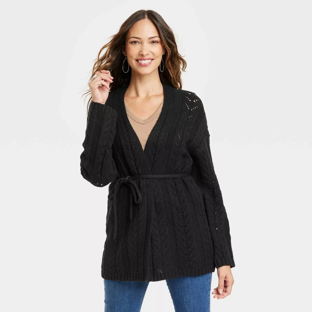 Belted 2025 cardigan black