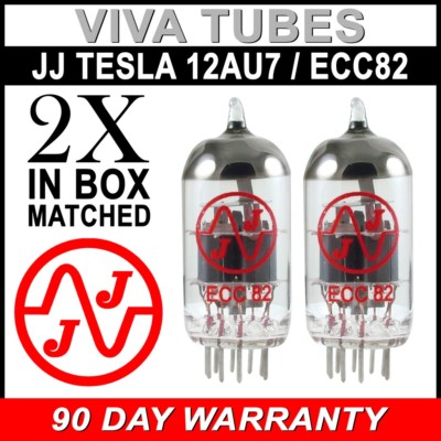 Brand New Gain Matched Pair (2) JJ Tesla Electronics 12AU7 / ECC82 Vacuum Tubes