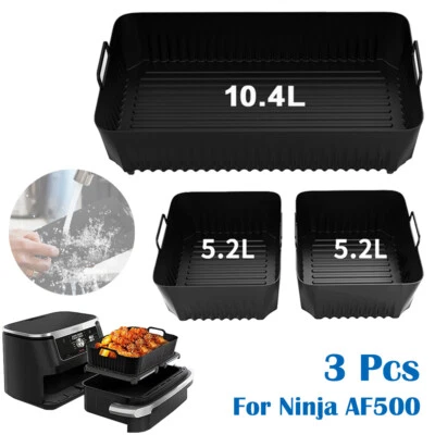 3PCS Air Fryer Silicone Liners Insert Dish For Ninja Foodi Flexdrawer AF500UK