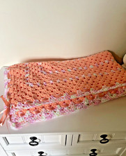 Baby Handmade NEW Crochet orange 34 X 37 Blanket FREE SHIP girl infant
