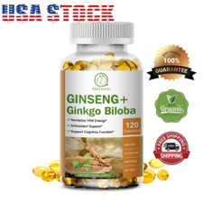 120pcs GINSENG+Ginkgo Biloba Capsules ,Antioxidant Cognitive Function Support