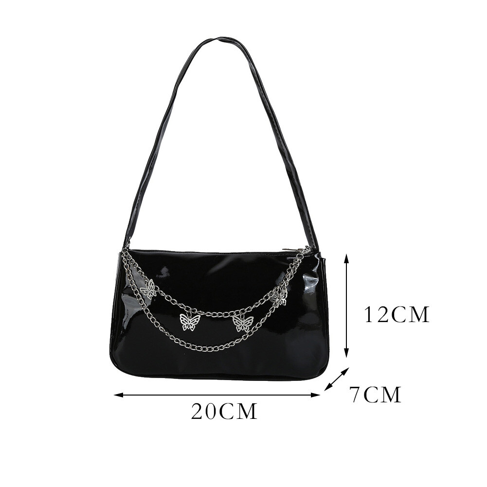 Vintage Women Butterfly Chain PU Underarm Bag Casual Small Handbag (Black) eBay