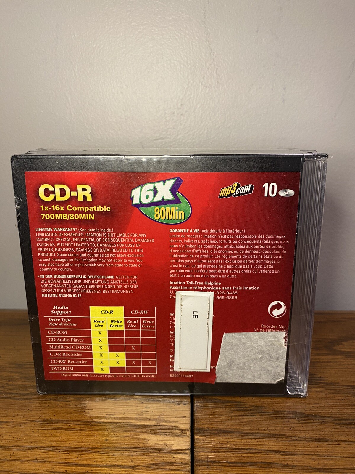 Imation 10 Pack 700MB 80 MIN 1x-16x Compatible CD-R with Jewel Case - Brand New