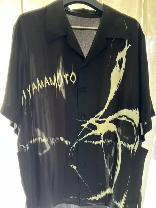 Yohji Yamamoto SILK SATIN ORIGINAL PRINT NO FIXING POCKET ALOHA shirt