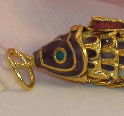 Vintage Cloisonne Enamel Articulated Fish Pendant Purple & Gold Tone Koi lot #5 - Picture 7 of 9