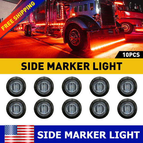 10 PCS Red LED Truck Trailer RV Oval Side Clearance Marker Light Car Accessories