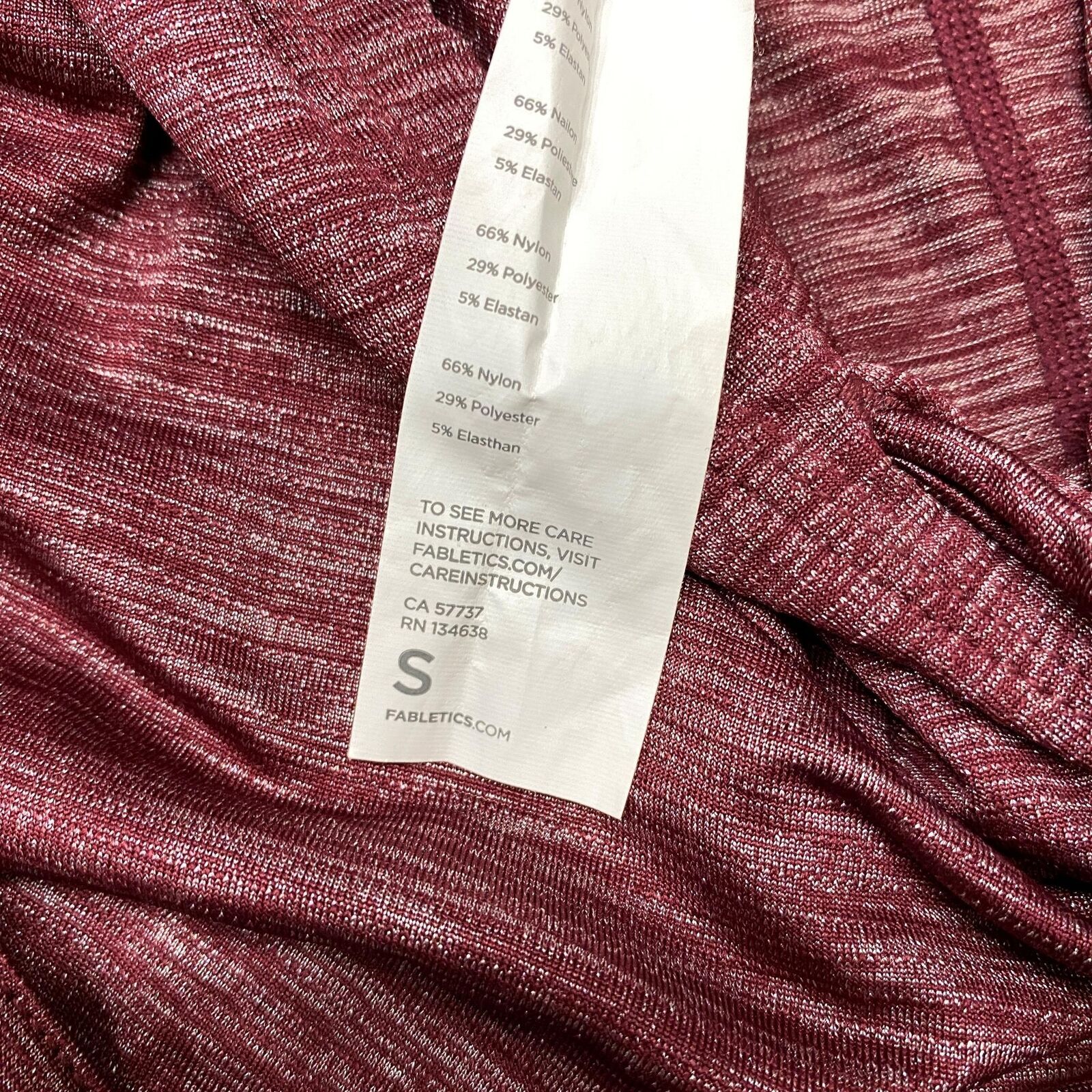 FABLETICS Drawstring Tie Short Sleeve Maroon Stre… - image 8