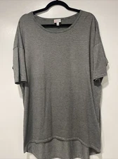 LULAROE LLR SIZE MED HI-LOW TOP BLACK AND WHITE STRIPES #569