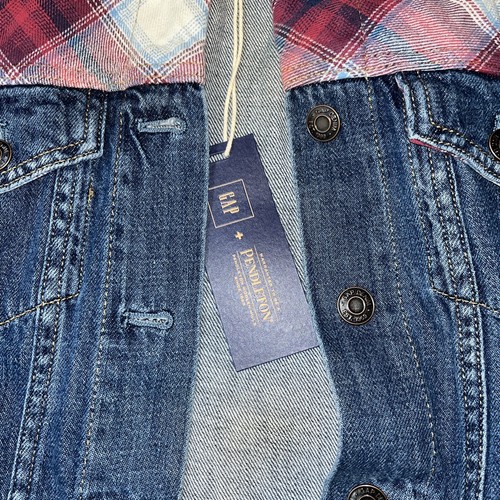 GAP x Pendleton Woman’s XS Denim plaid Button Jacket Medium Wash Blue NEW - Picture 3 of 6