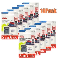 SanDisk Micro SD Card Ultra Memory 32GB Class 10 TF With Adapter Lot of 10 pack