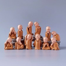 1X Small Resin Monk Buddha Statue Handicrafts Retro Figurine Ornament Cute Gift