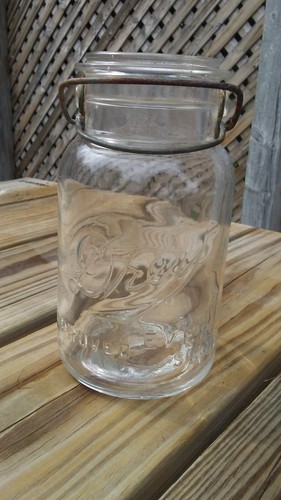 Vintage Drey Improved Ever Seal Clear Quart Glass Mason Jar - No Lid