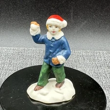 Vtg 90s Christmas Village Accessory Boy Throwing Snowball Dickens Collectables