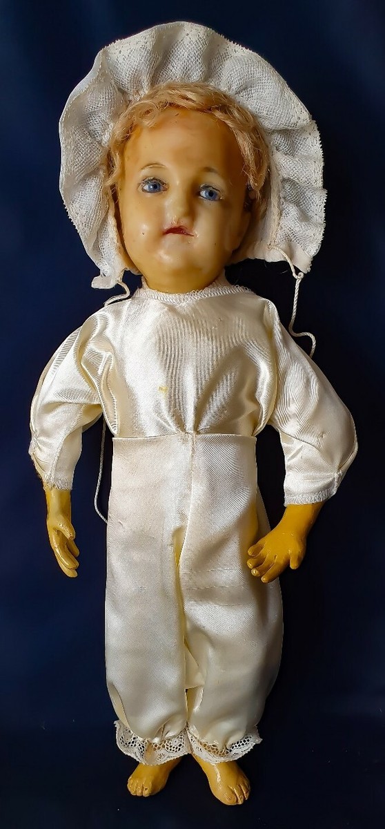 Ancienne Poupée Motschmann (?) En Cire - France Vers 1860 - Taille 32 Cm