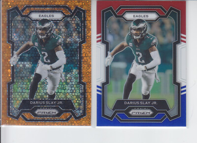 (2) 2023 Prizm Darius Slay JR Red White Blue + Orange Disco Eagles #239